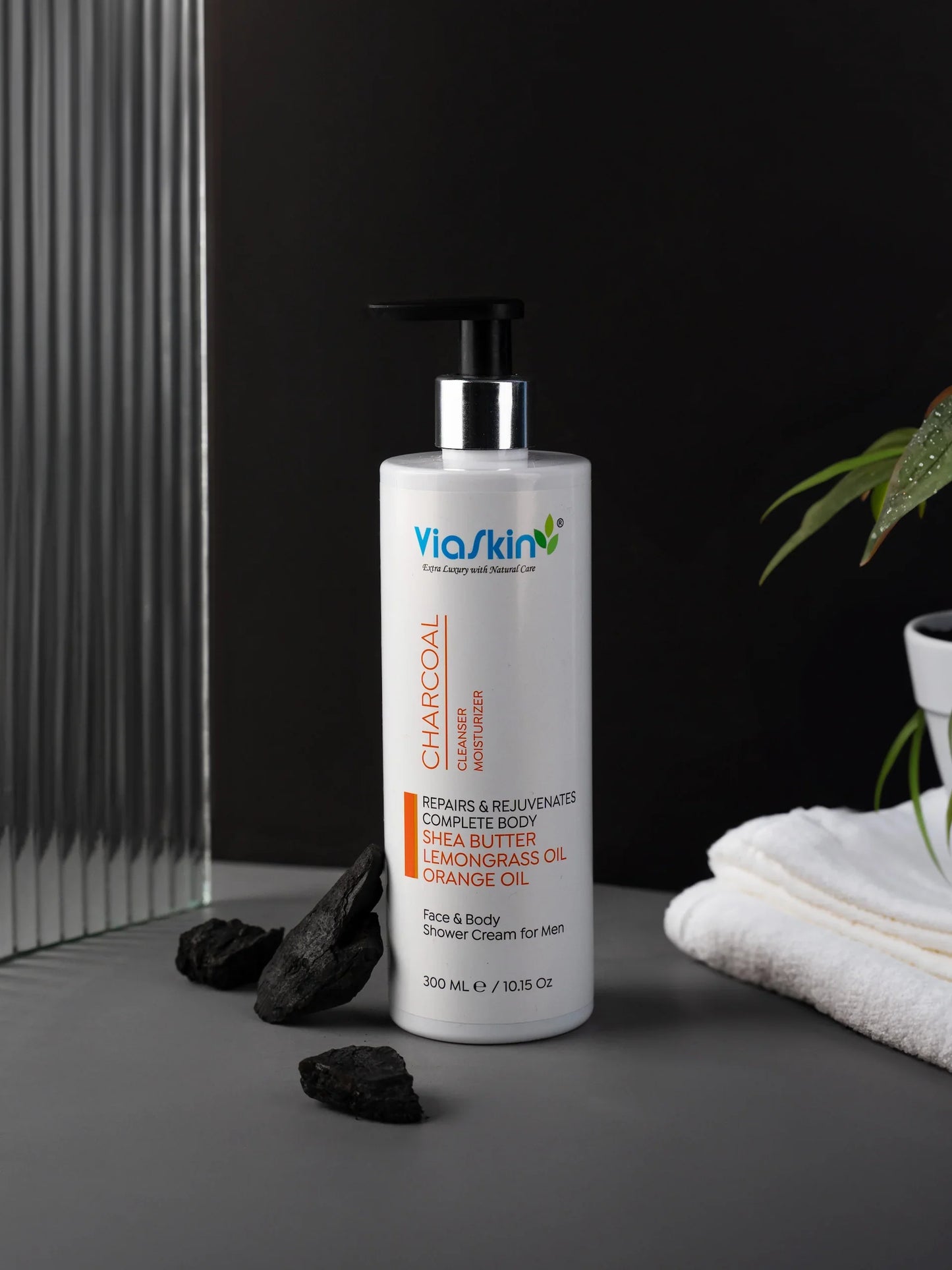 Viaskin Charcoal Face and Body Shower Cream For Men