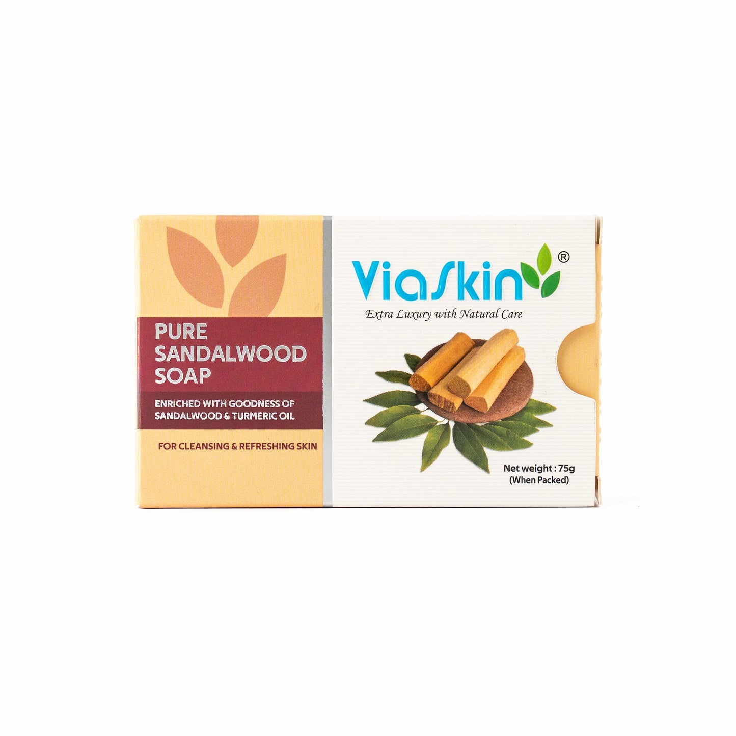 Viaskin Pure Sandalwood Soap. ( Pack of 4 ), 75 g / Soap