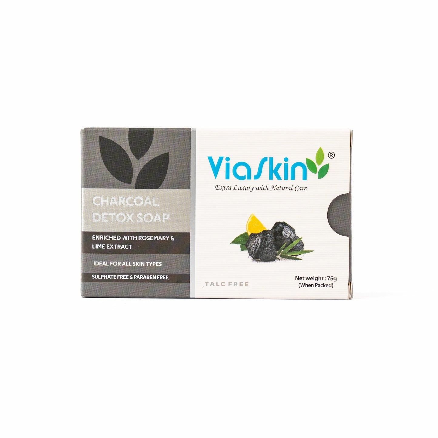 Viaskin Charcoal Detox Soap. ( Pack of 4 ) , 75 g / Soap