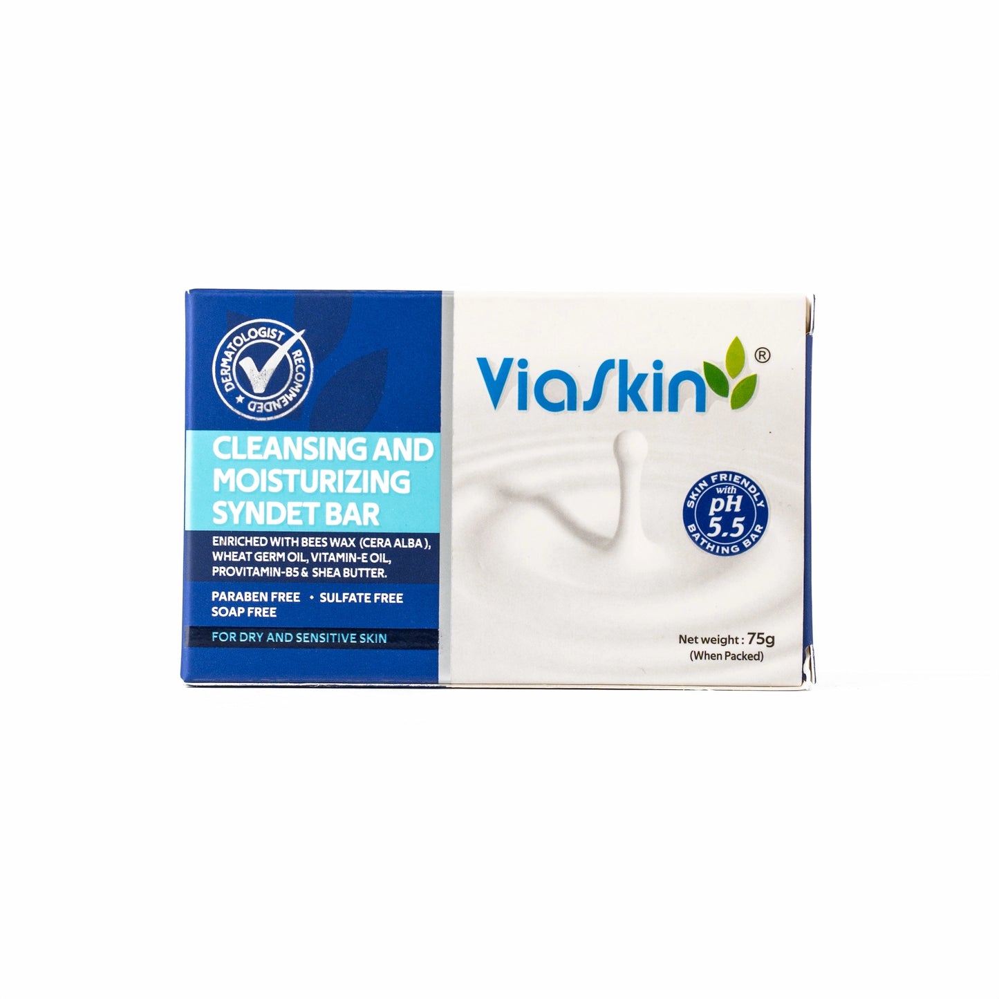 Viaskin 5.5pH Moisturizing Syndet Bar, Pack of 4, 75 g / Soap Bar