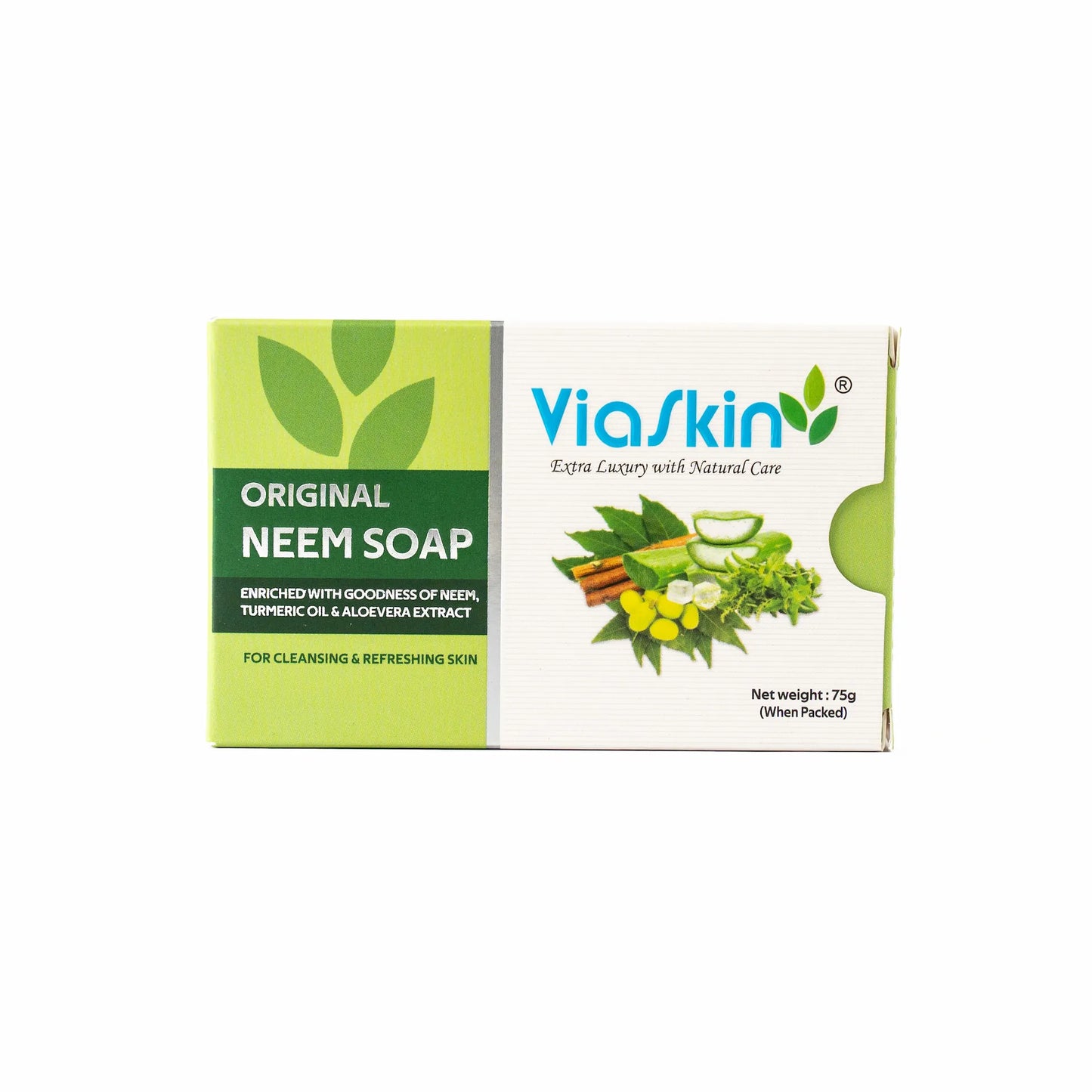 Viaskin Original Neem Soap. ( Pack of 4 ) , 75 g / Soap