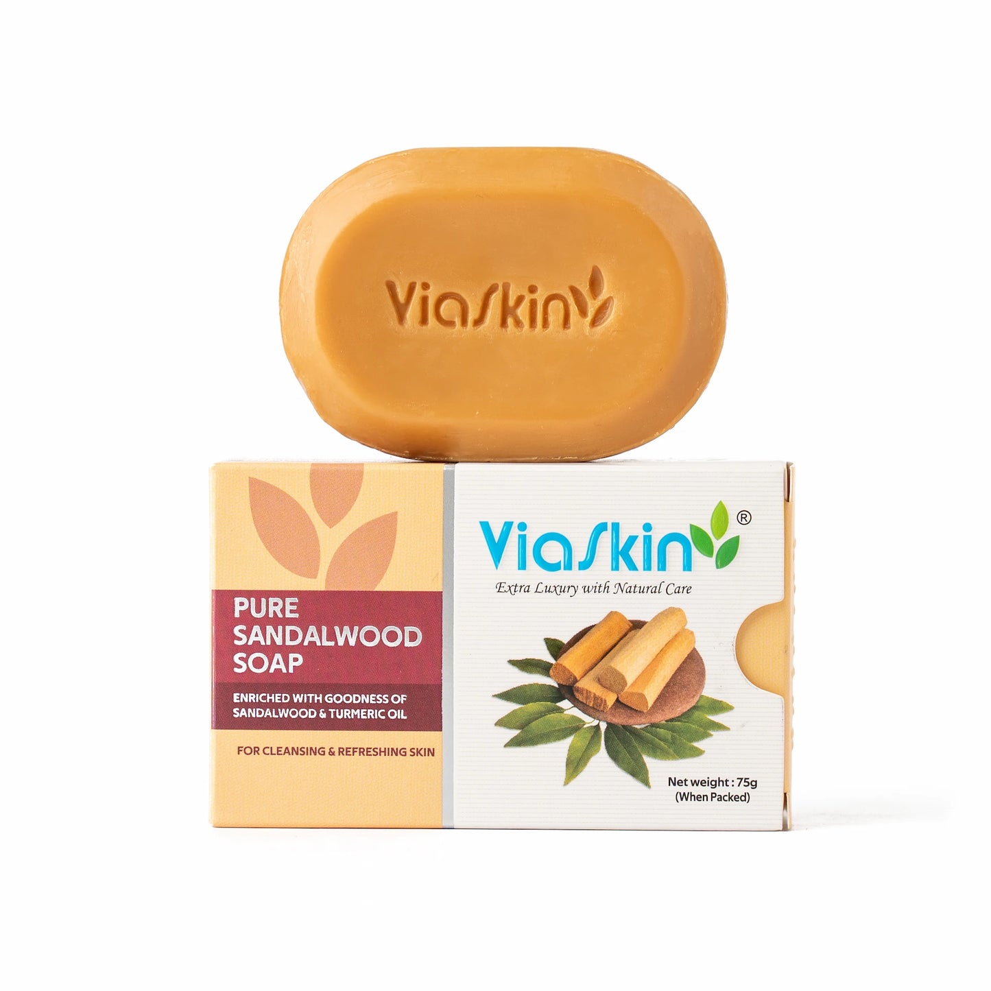 Viaskin Pure Sandalwood Soap. ( Pack of 4 ), 75 g / Soap