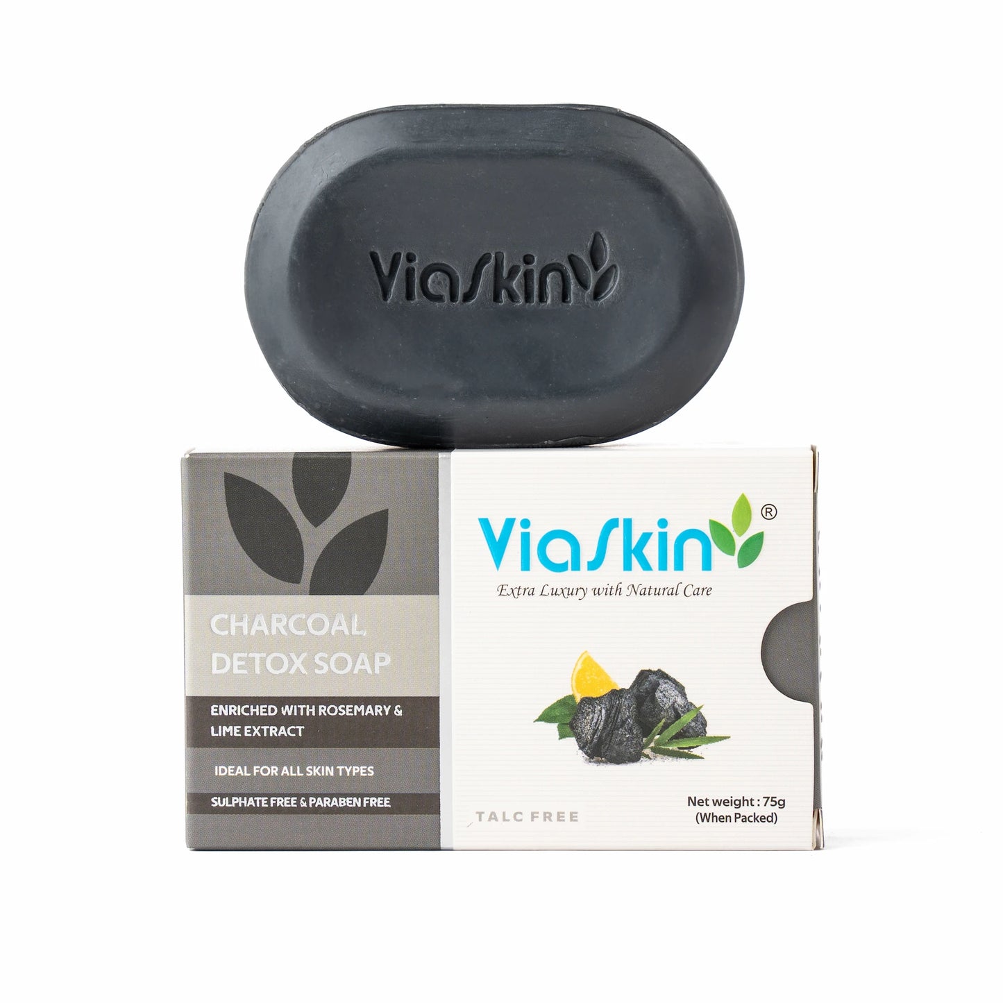 Viaskin Charcoal Detox Soap. ( Pack of 4 ) , 75 g / Soap