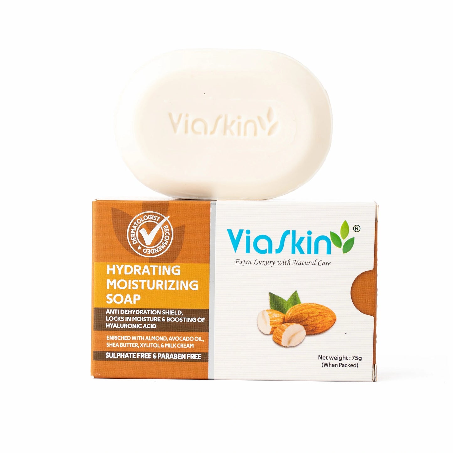 Viaskin Hydrating Moisturizing Soap. ( Pack of 4 ) , 75 g / Soap