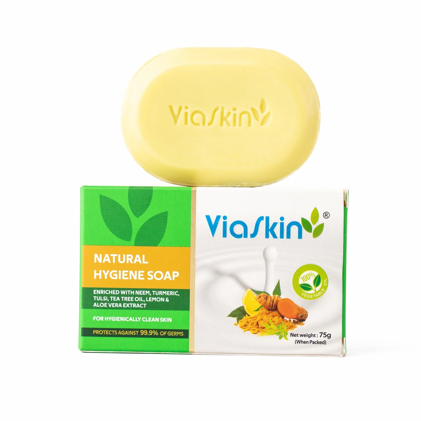 Viaskin Natural Hygiene Soap, ( Pack of 4 ), 75 g / Soap