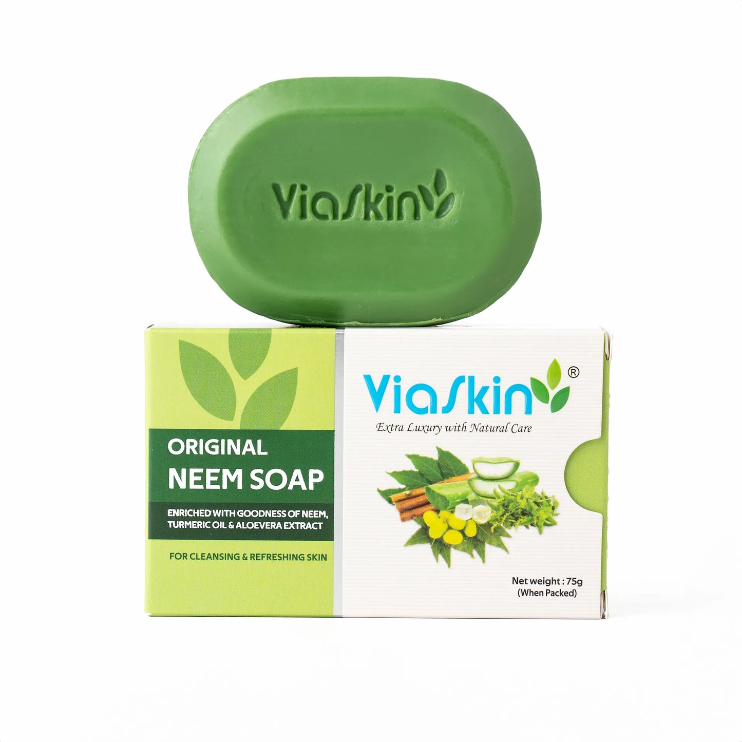 Viaskin Original Neem Soap. ( Pack of 4 ) , 75 g / Soap