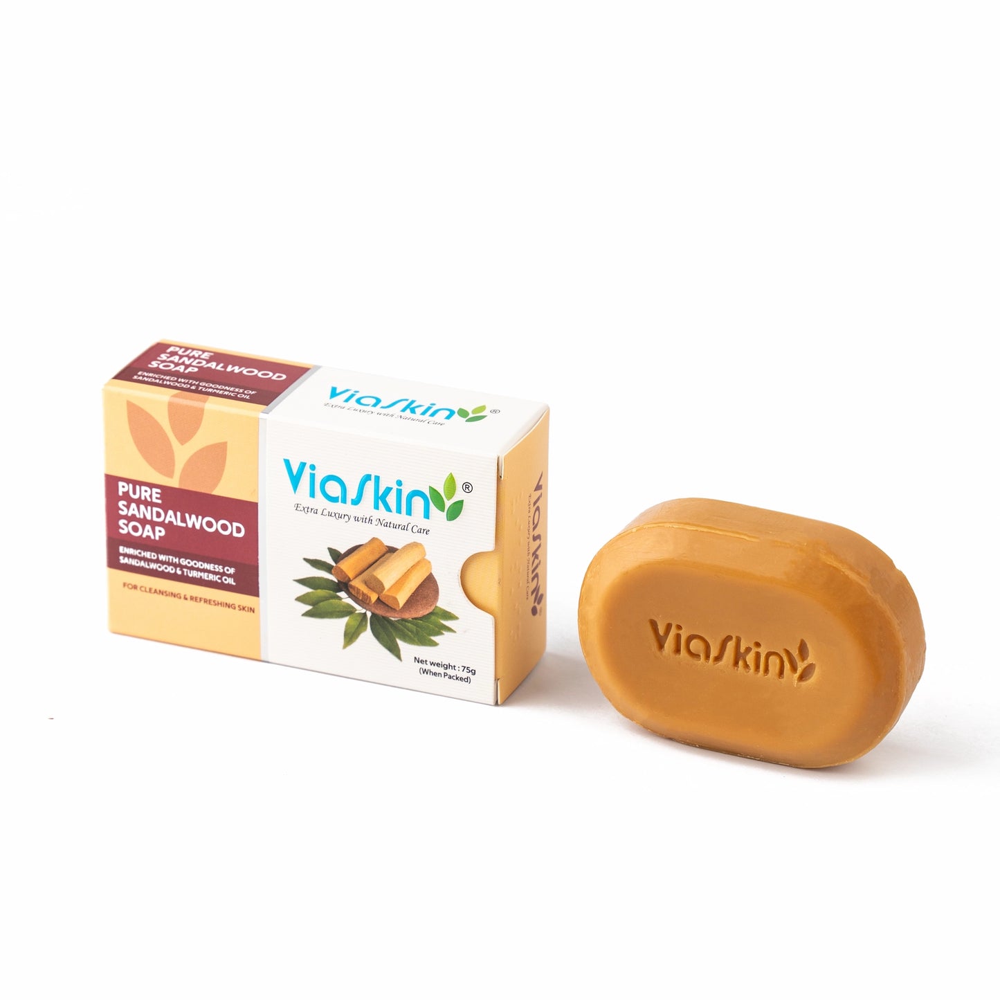 Viaskin Pure Sandalwood Soap. ( Pack of 4 ), 75 g / Soap