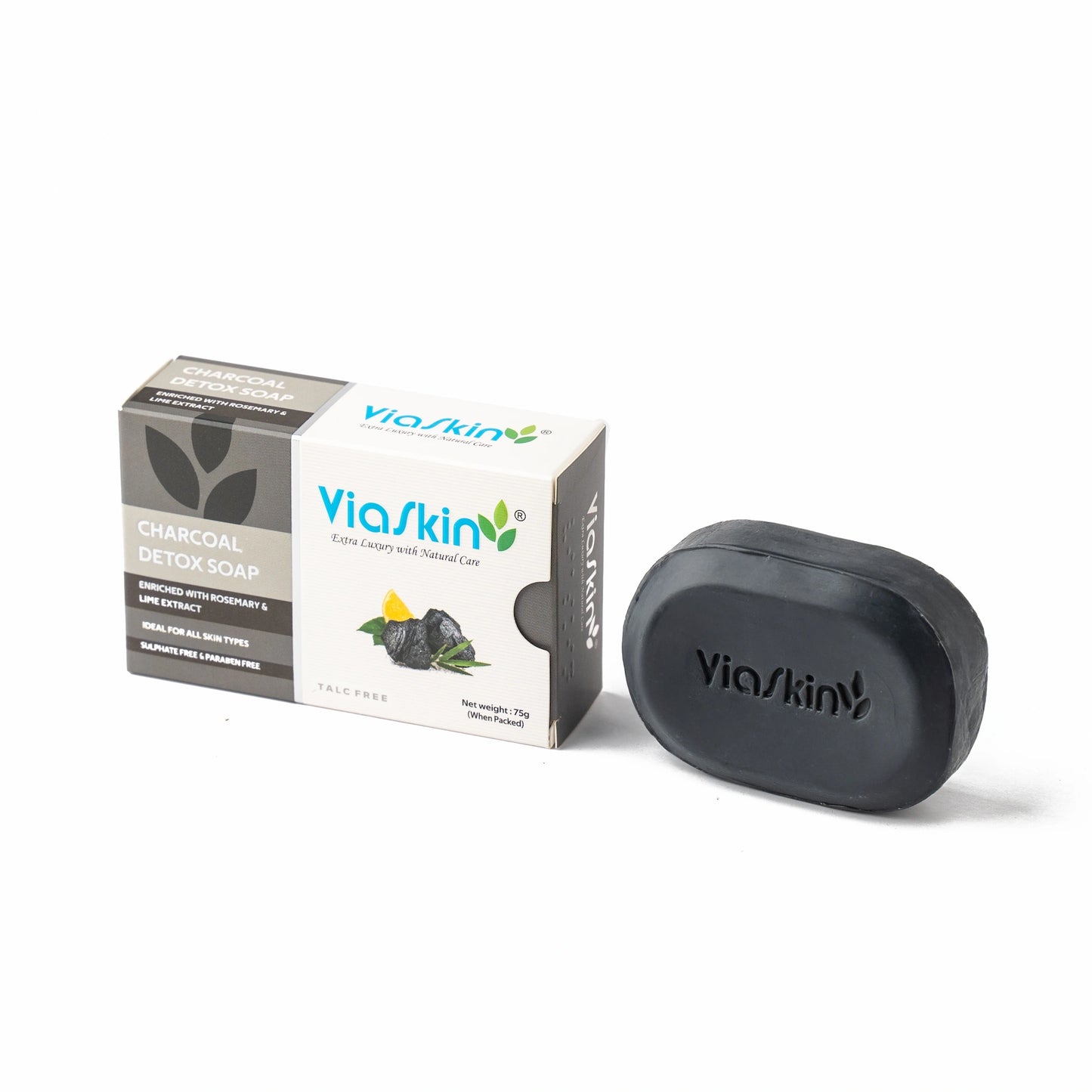 Viaskin Charcoal Detox Soap. ( Pack of 4 ) , 75 g / Soap