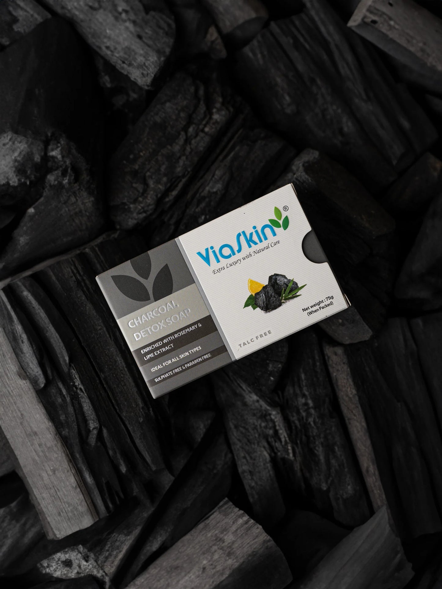 Viaskin Charcoal Detox Soap. ( Pack of 4 ) , 75 g / Soap