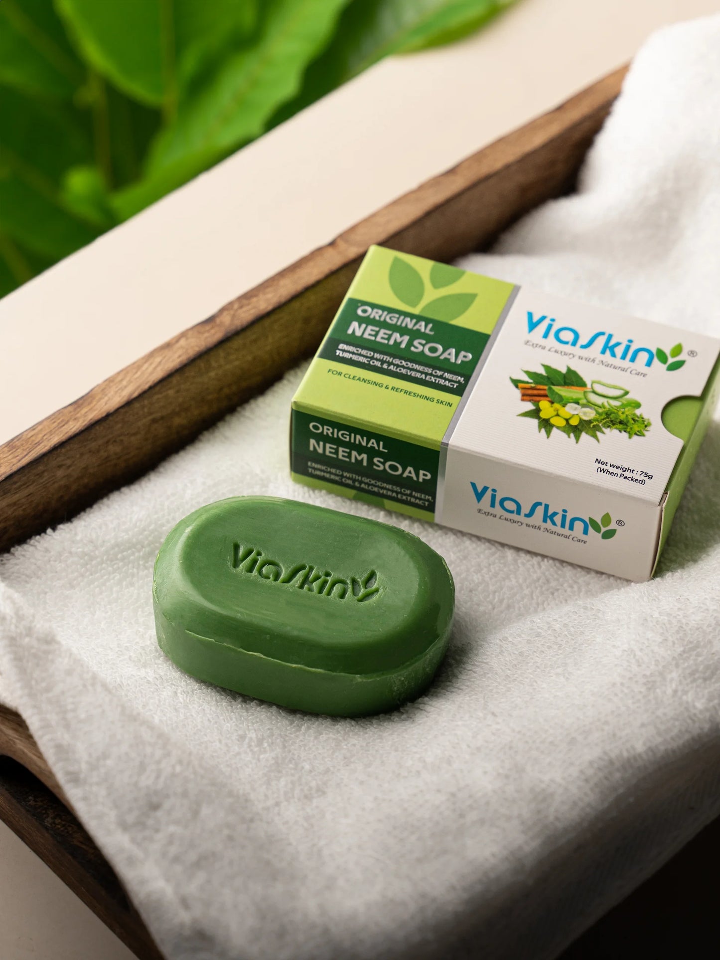 Viaskin Original Neem Soap. ( Pack of 4 ) , 75 g / Soap