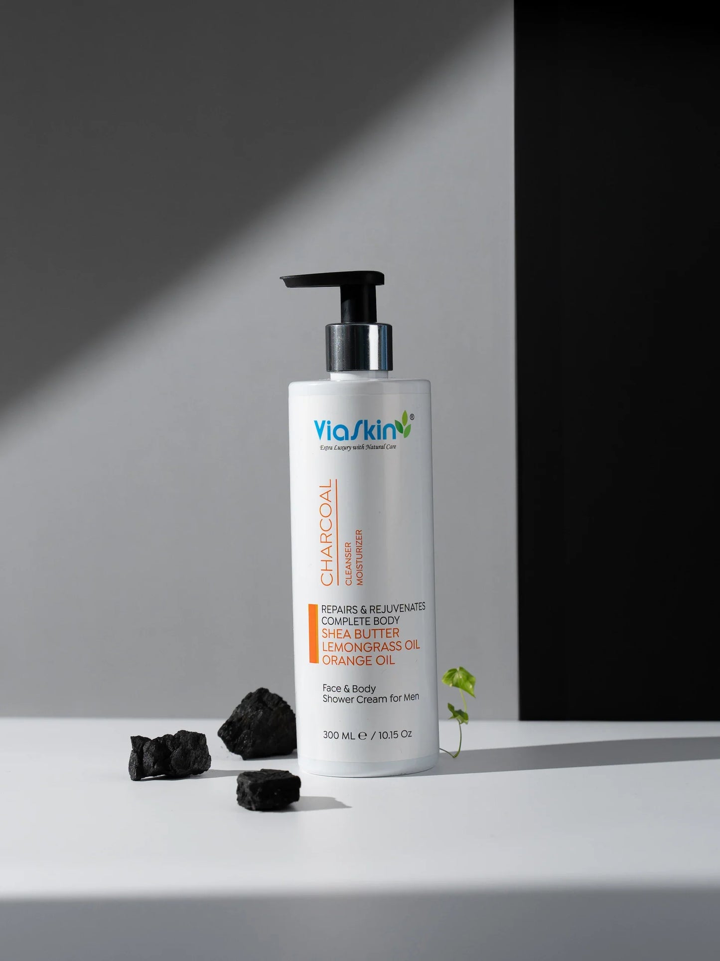 Viaskin Charcoal Face and Body Shower Cream For Men