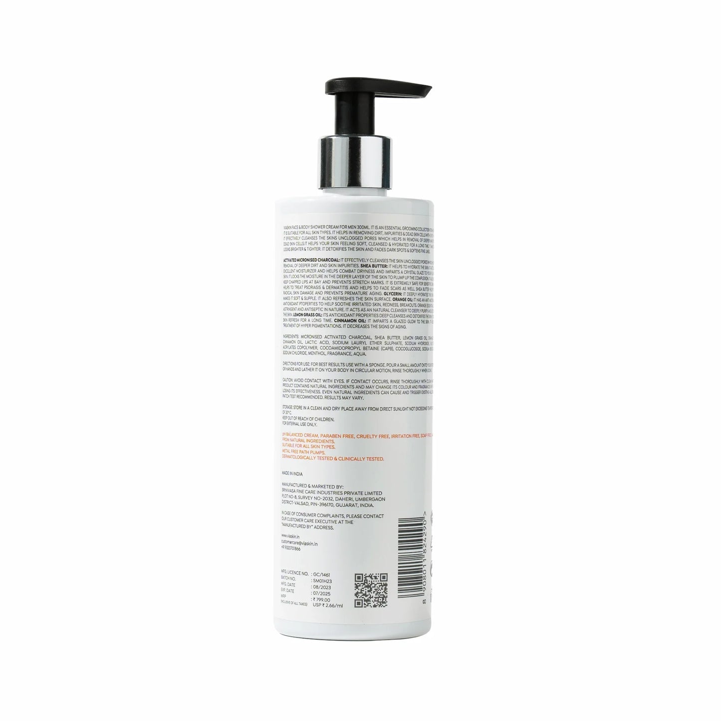 Viaskin Charcoal Face and Body Shower Cream For Men