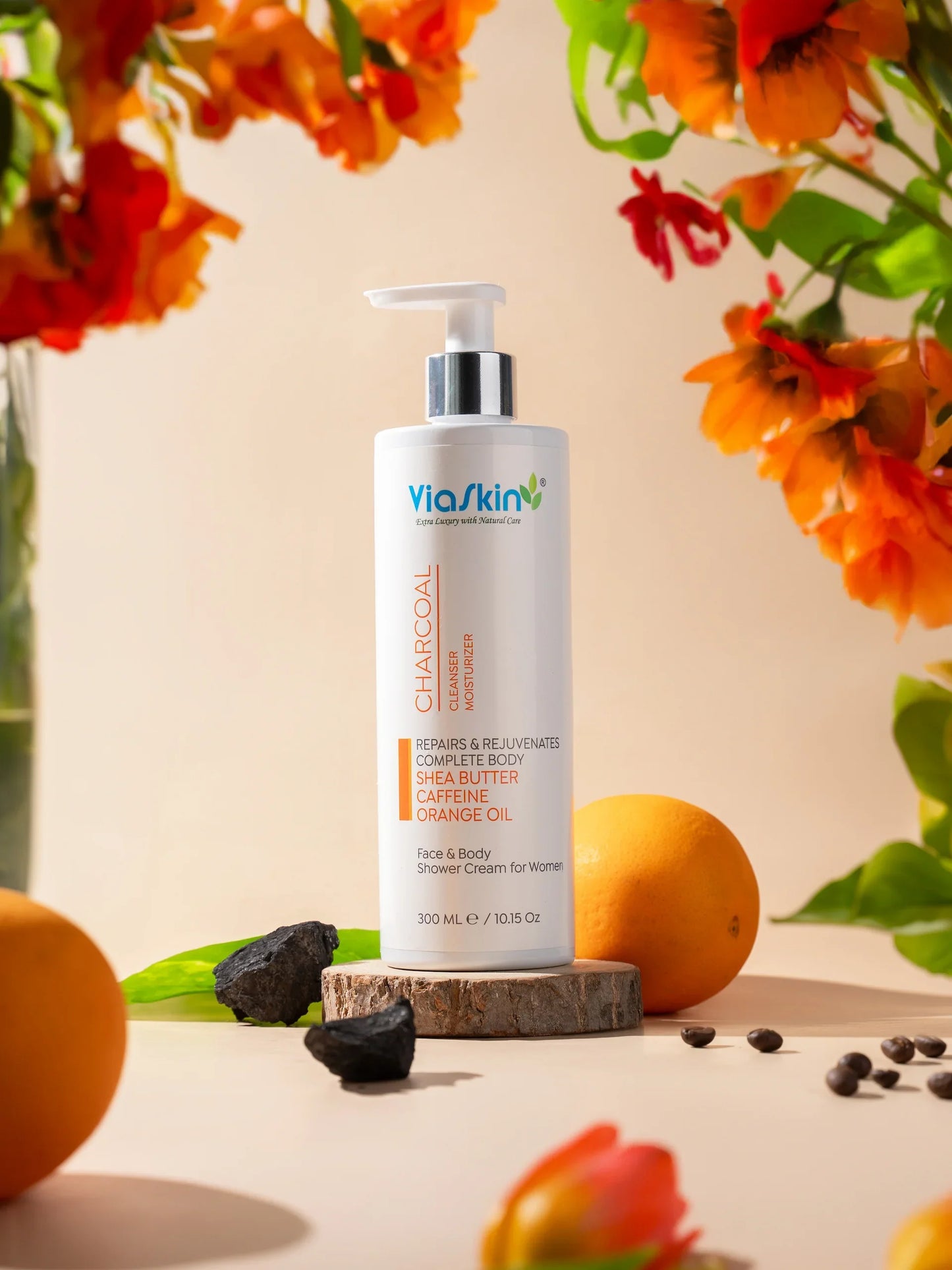 Viaskin Charcoal Face and Body Shower Cream For Women